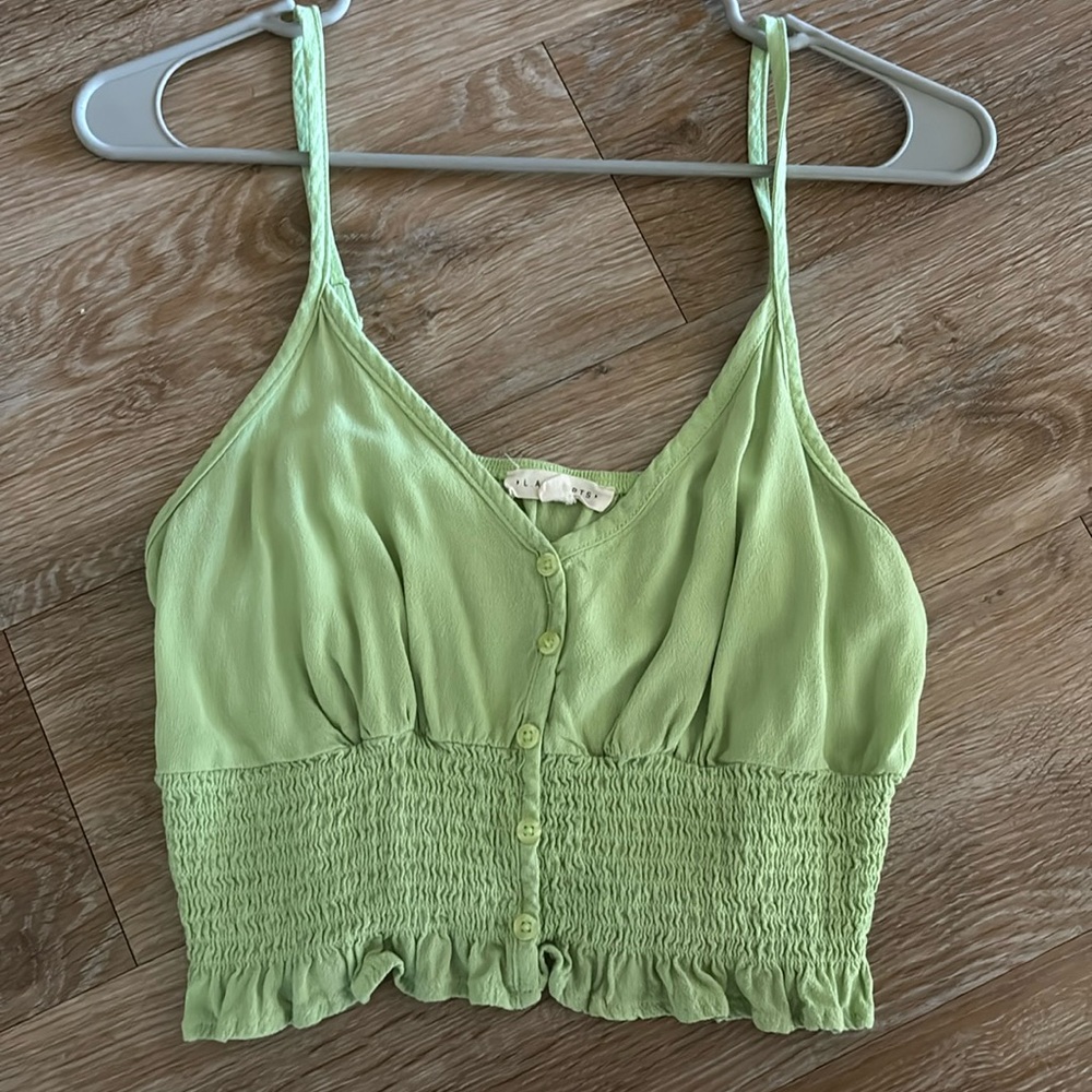 LA Hearts light green cropped smock tank top